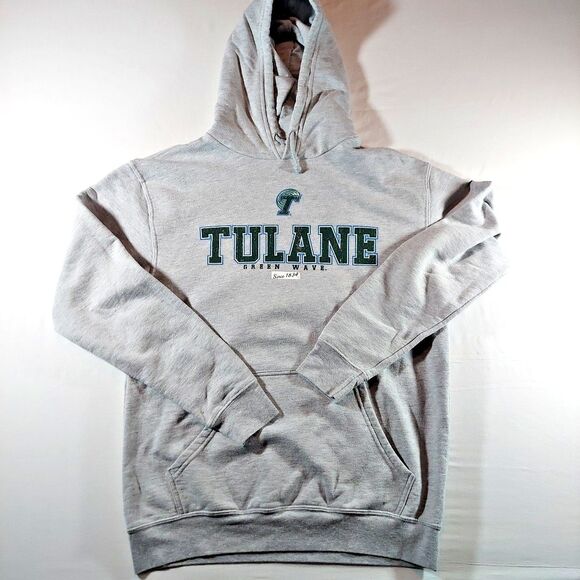 Tulane Green Wave Grey Hoodie Adult Medium - Picture 2 of 8